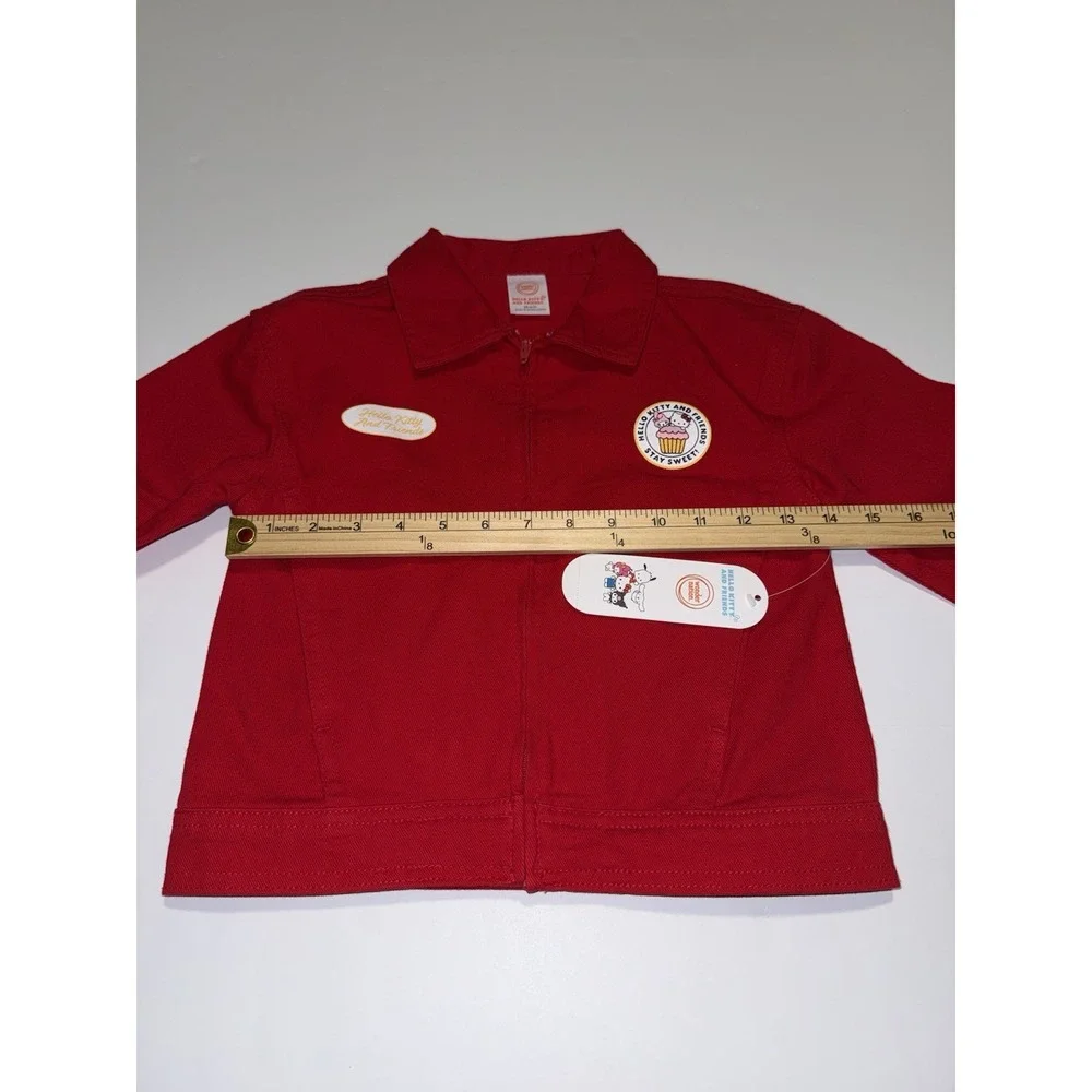 Hello Kitty & Friends Girl XS 4-5 Jacket Red Zip Kids Denim 100% Cotton Gift NWT